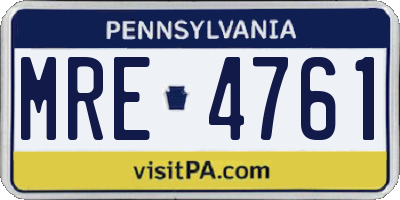 PA license plate MRE4761