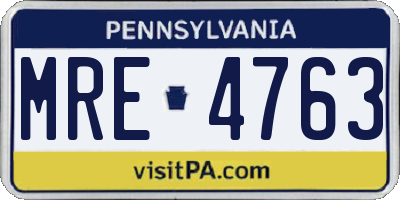 PA license plate MRE4763