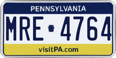 PA license plate MRE4764