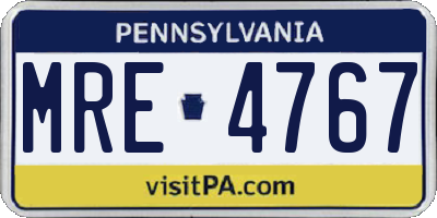 PA license plate MRE4767
