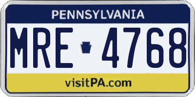 PA license plate MRE4768
