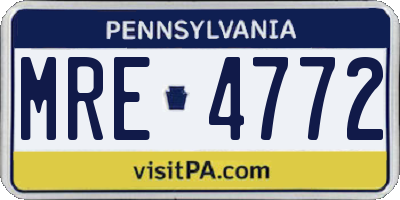 PA license plate MRE4772
