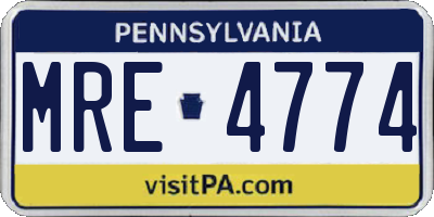 PA license plate MRE4774