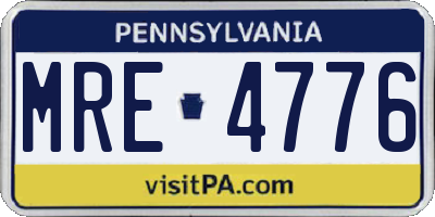 PA license plate MRE4776