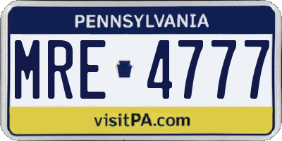 PA license plate MRE4777