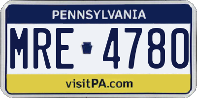 PA license plate MRE4780
