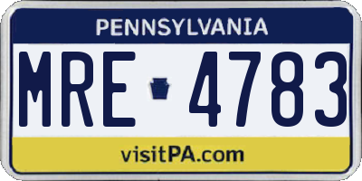 PA license plate MRE4783