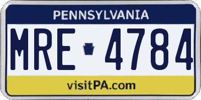 PA license plate MRE4784