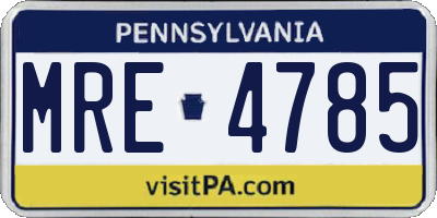 PA license plate MRE4785