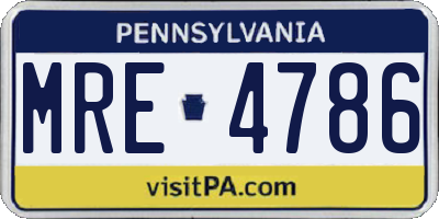 PA license plate MRE4786