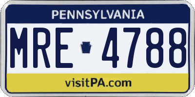 PA license plate MRE4788