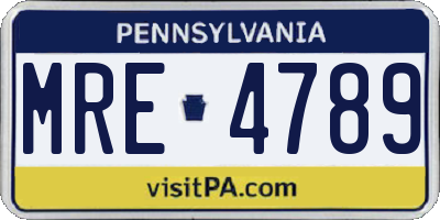 PA license plate MRE4789