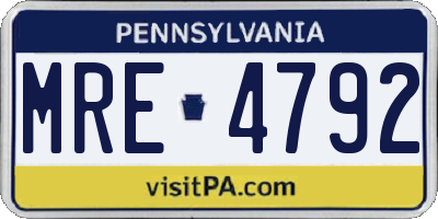 PA license plate MRE4792