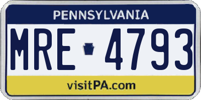 PA license plate MRE4793
