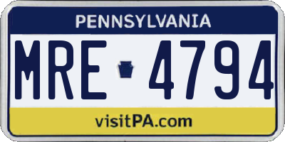 PA license plate MRE4794