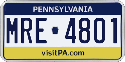 PA license plate MRE4801