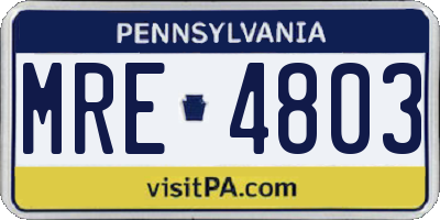 PA license plate MRE4803