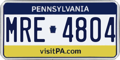 PA license plate MRE4804