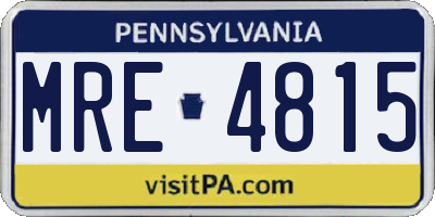 PA license plate MRE4815