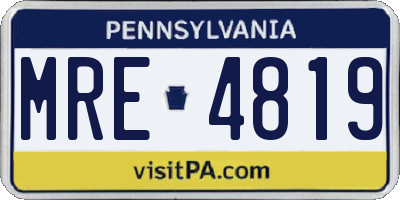 PA license plate MRE4819