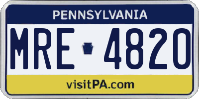 PA license plate MRE4820
