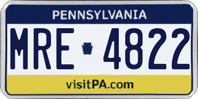 PA license plate MRE4822