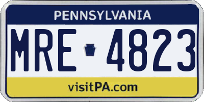 PA license plate MRE4823