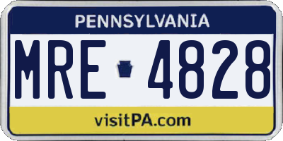 PA license plate MRE4828