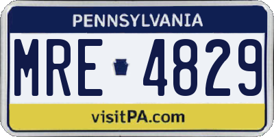 PA license plate MRE4829