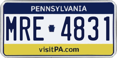 PA license plate MRE4831