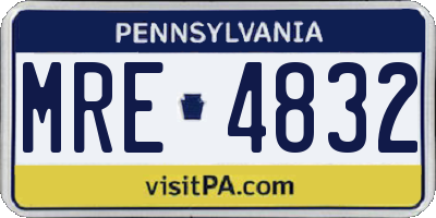 PA license plate MRE4832