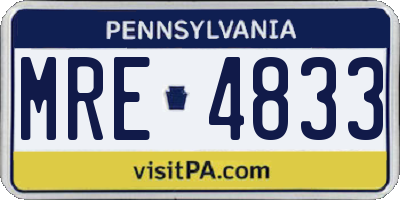 PA license plate MRE4833