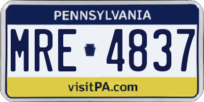 PA license plate MRE4837