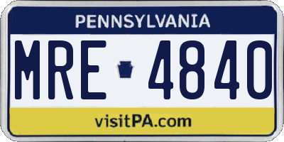 PA license plate MRE4840