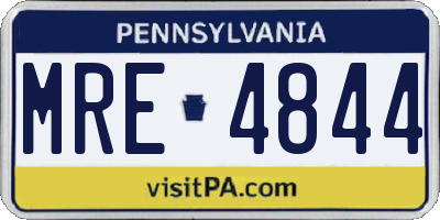 PA license plate MRE4844