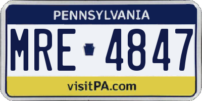PA license plate MRE4847