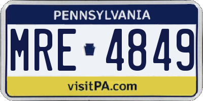 PA license plate MRE4849