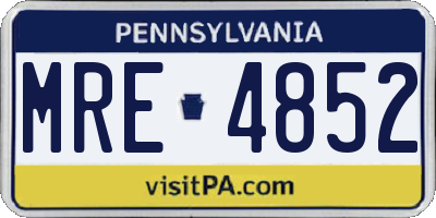 PA license plate MRE4852