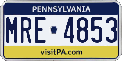 PA license plate MRE4853