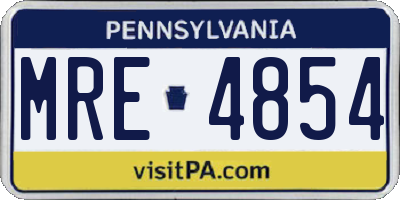 PA license plate MRE4854