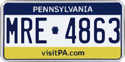 PA license plate MRE4863