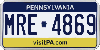 PA license plate MRE4869