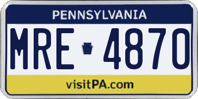 PA license plate MRE4870
