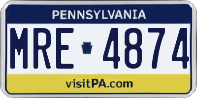 PA license plate MRE4874