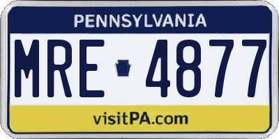 PA license plate MRE4877