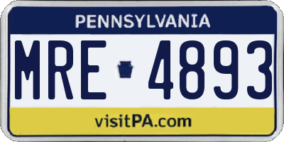 PA license plate MRE4893