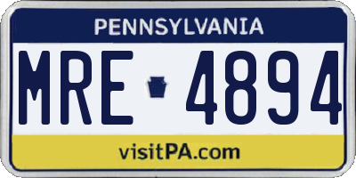 PA license plate MRE4894