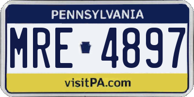 PA license plate MRE4897