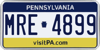 PA license plate MRE4899