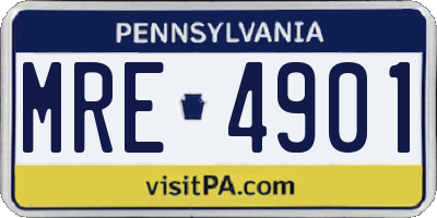 PA license plate MRE4901